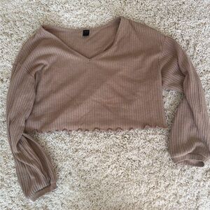 SHEIN Tan Ribbed Crop Top